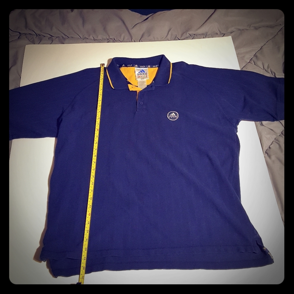 Adidas Golf Vintage Polo Blue Tag Patch XL